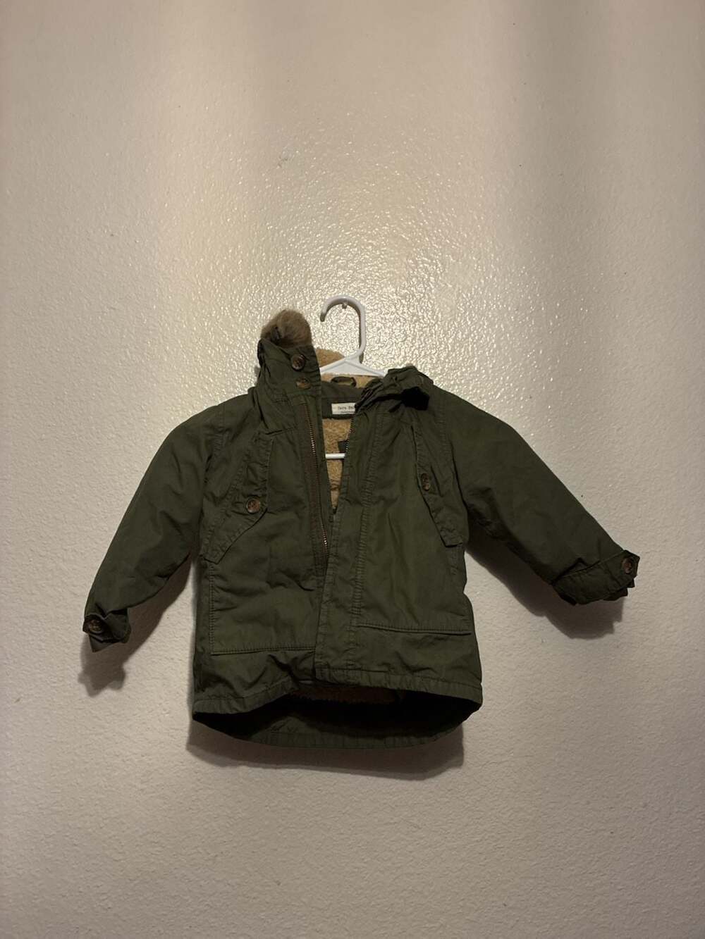 Zara Baby Outerwear Collection Green Sherpa-Lined Utility Parka Coat